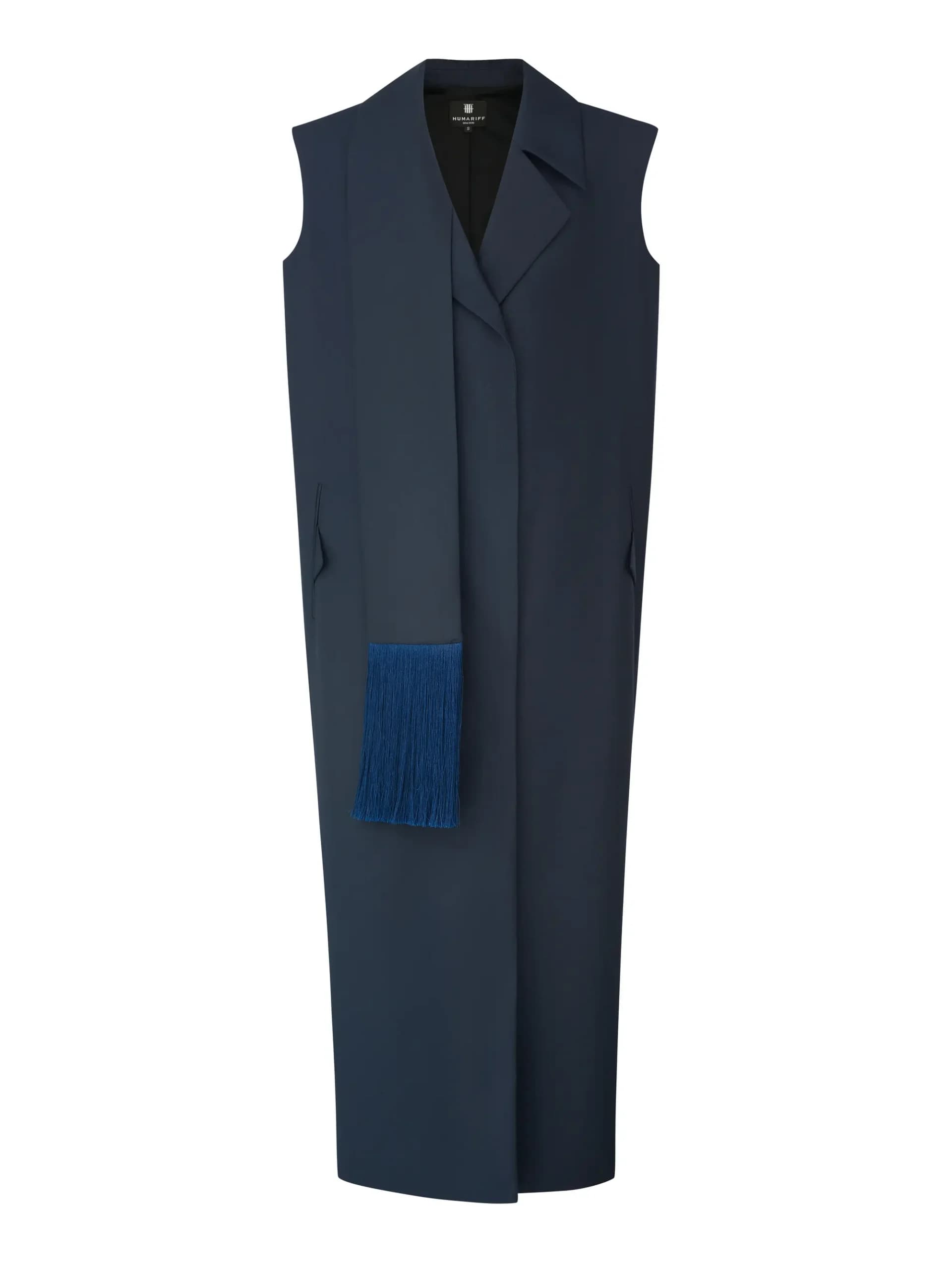 HUMARIFF Жилет «Navy» макси с акцентной шалью — Art of Living Collection