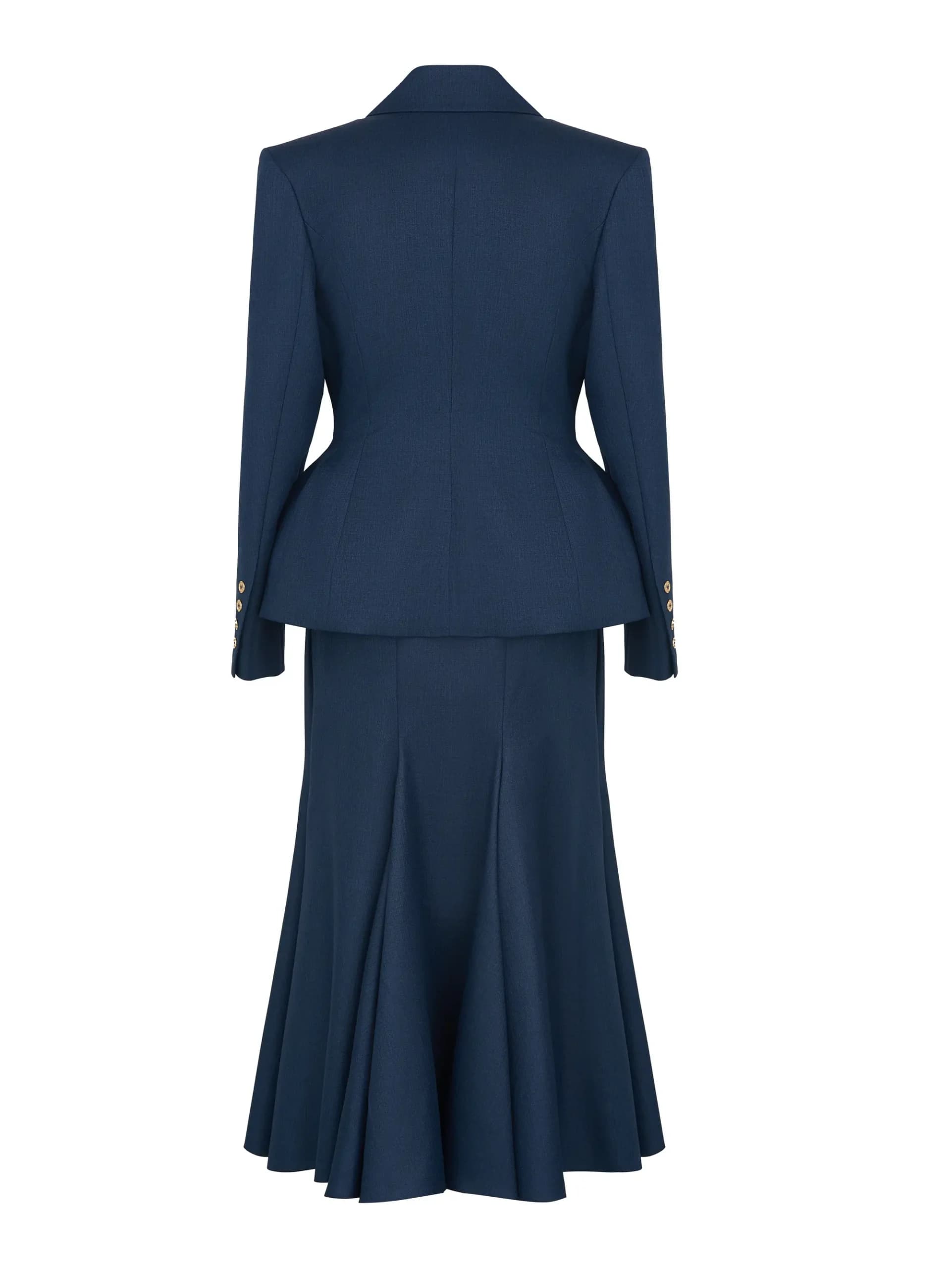 Midi Godet Skirt Navy